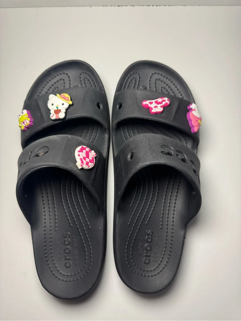 CROCS Black Slide Sandals with Charms